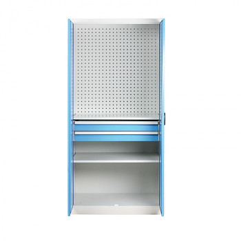 Dílenská skříň  2x zásuvka, 2x police, šedá/modrá, 1950x 950x600 mm