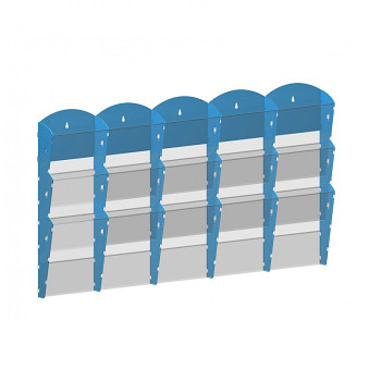 Nástěnné plastové zásobníky na prospekty - 5x3 A4
