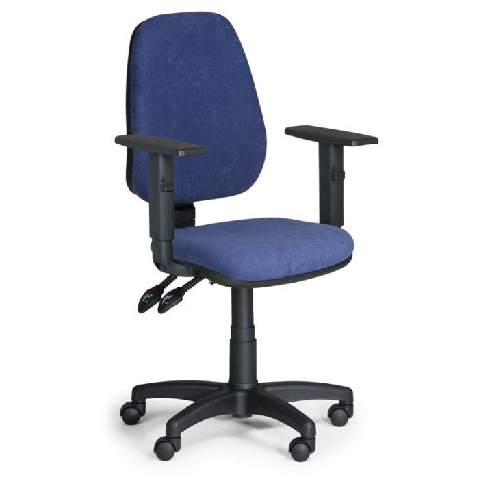 Kancelářská židle ALEX modrá s područkami, plastový kříž