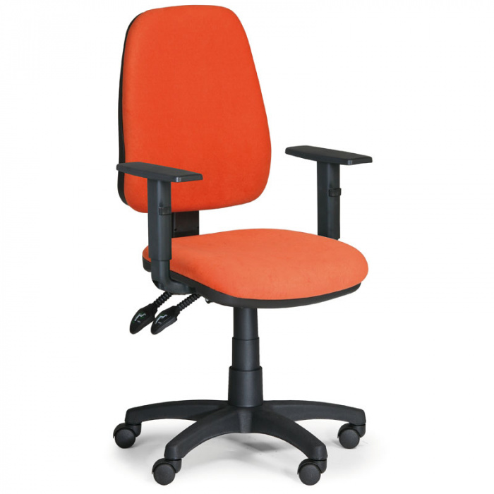 Kancelářská židle ALEX oranžová s područkami, plastový kříž