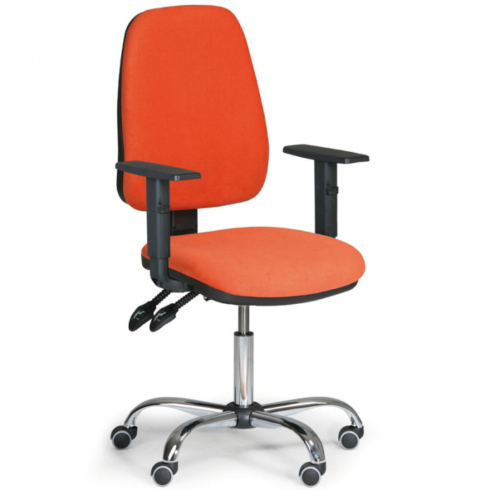 Kancelářská židle ALEX oranžová s područkami, ocelový kříž