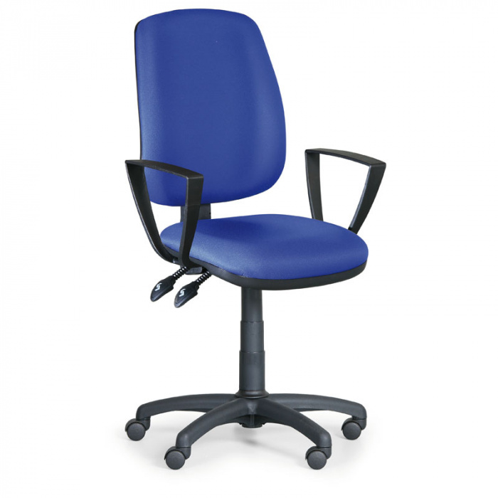Kancelářská židle ATHEUS modrá s područkami, plastový kříž