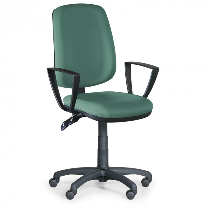 Kancelářská židle ATHEUS zelená s područkami, plastový kříž