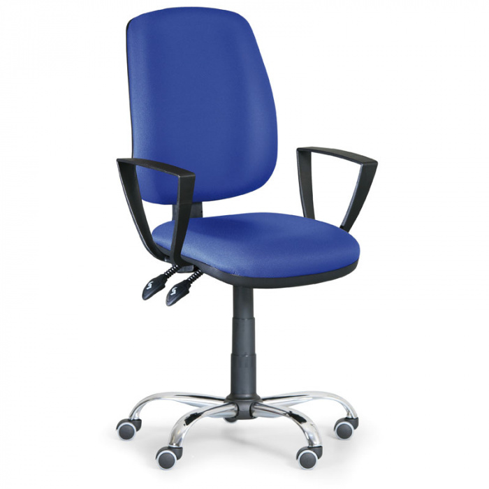 Kancelářská židle ATHEUS modrá s područkami, ocelový kříž