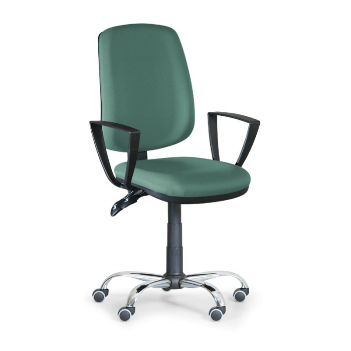 Kancelářská židle ATHEUS zelená s područkami, ocelový kříž
