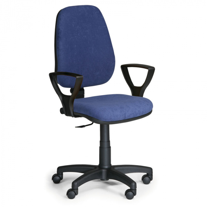 Kancelářská židle COMFORT modrá s područkami, plastový kříž