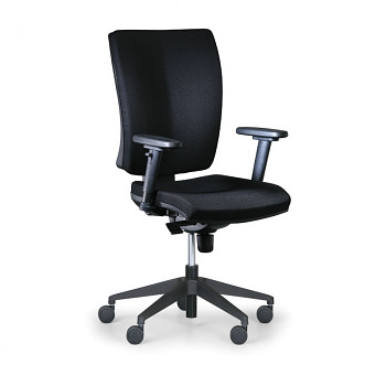 Kancelářská židle LEON PLUS černá s područkami, plastový kříž