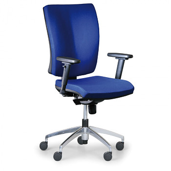 Kancelářská židle LEON PLUS modrá s područkami, kovový kříž