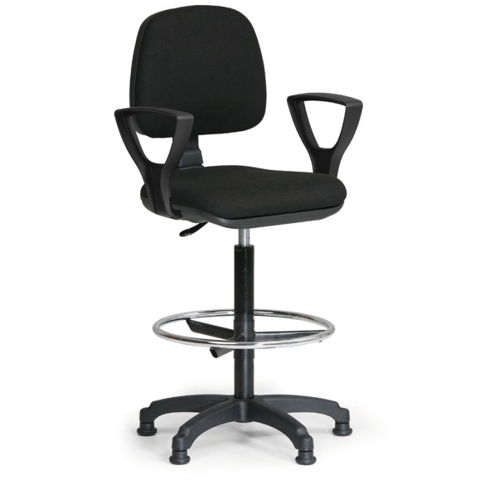 Kancelářská židle MILANO, černá s područkami, s kluzáky