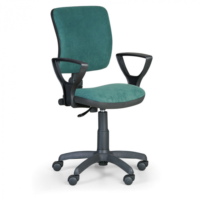 Kancelářská židle MILANO I, zelená s područkami, s kolečky