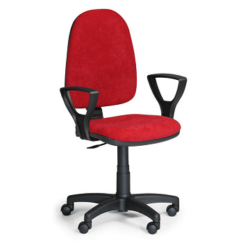 Kancelářská židle TORINO, červená s područkami, plastový kříž