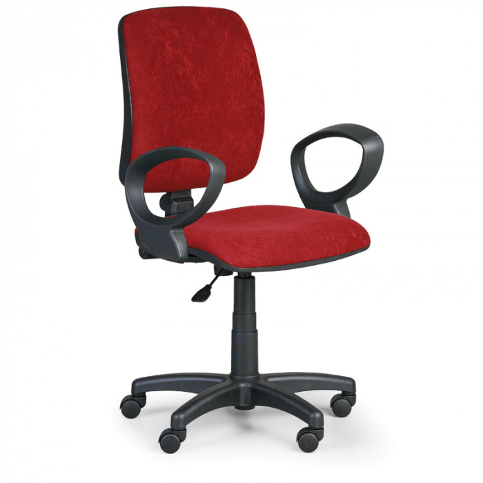 Kancelářská židle TORINO I, červená s područkami, plastový kříž