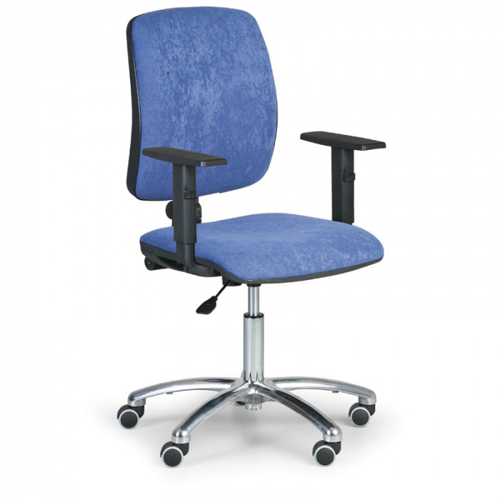 Kancelářská židle TORINO I, modrá s područkami, ocelový kříž