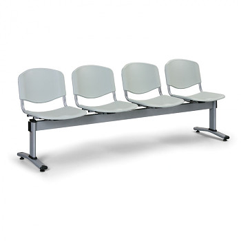 Plastová lavice LIVORNO, 4-sedák, šedá, šedé nohy