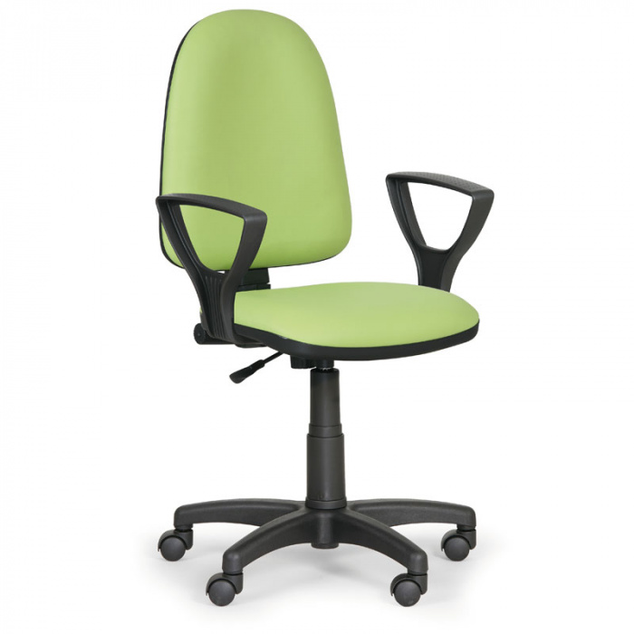 Pracovní židle TORINO zelená s područkami, plastový kříž