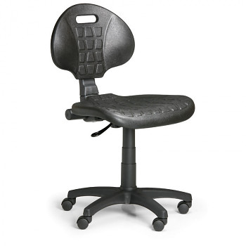 Pracovní židle PUR, černá bez područek, pro měkké podlahy