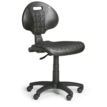 Pracovní židle PUR, černá bez područek, pro tvrdé podlahy