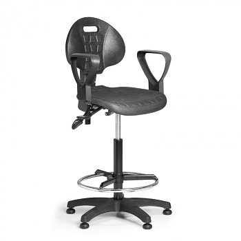 Pracovní židle PUR I, černá s područkami, kluzáky