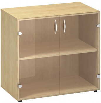 Kancelářská skříň,  735x 800x458, divoká hruška, sklo, CLASSIC