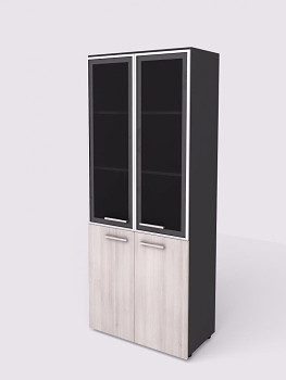 Kancelářská skříň, 1965x 798x 425, šedá, sklo/akát světlý, WELS