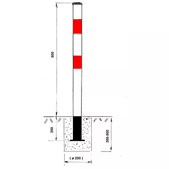 Parkovací sloupek základní - pevný (nesklopný), k zabetonování