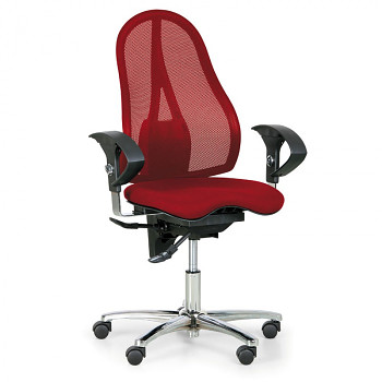 Kancelářská židle EXETER NET červená bez opěrky hlavy