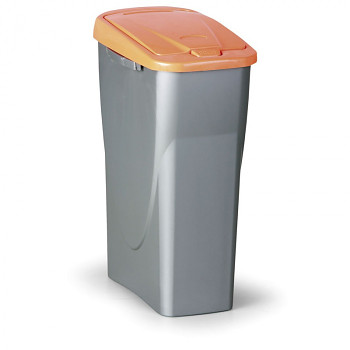 Koš na tříděný odpad ECOBIN 25 l, šedostříbrný/oranžové víko