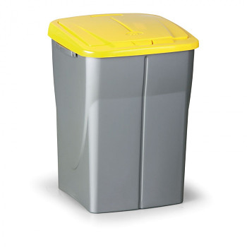 Koš na tříděný odpad ECOBIN 45 l, šedostříbrný/žluté víko