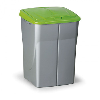 Koš na tříděný odpad ECOBIN 45 l, šedostříbrný/zelené víko