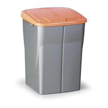 Koš na tříděný odpad ECOBIN 45 l, šedostříbrný/oranžové víko