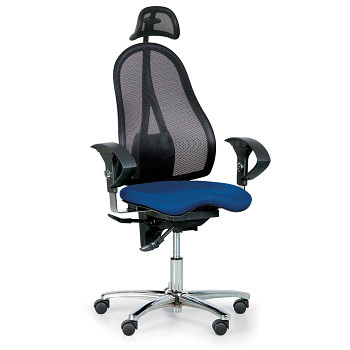 Kancelářská židle EXETER NET modrá s opěrkou hlavy