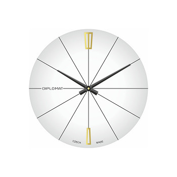 Skleněné nástěnné hodiny PRIM, bílé