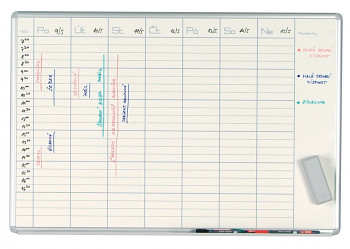 Magnetická plánovací tabule týdenní 1000x700 mm, lakovaná
