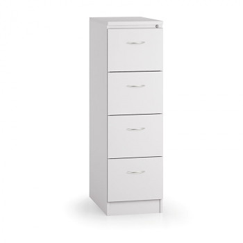 Kartotéka A4 kov/dřevěné čelo, 4x zásuvka, bílá