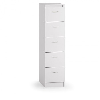 Kartotéka A4 kov/dřevěné čelo, 5x zásuvka, bílá