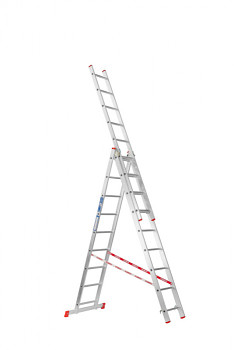 Hliníkový žebřík výsuvný trojdílný 3x 9 příček, 5,36 m