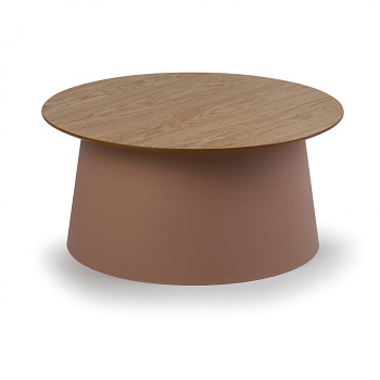 Kávový stolek kruhový průměr 690x 324 dub, cihlový plast, SETA