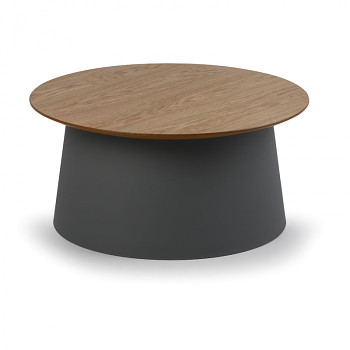 Kávový stolek kruhový průměr 690x 324 dub, šedý plast, SETA