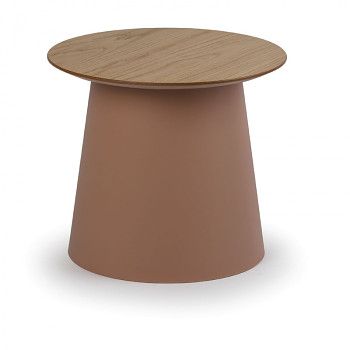 Kávový stolek kruhový průměr 490x 424 dub, cihlový plast, SETA
