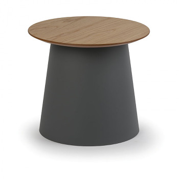Kávový stolek kruhový průměr 490x 424 dub, šedý plast, SETA