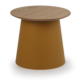 Kávový stolek kruhový průměr 490x 424 dub, okrový plast, SETA
