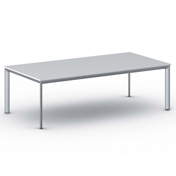 Jednací stůl 2400x1200x 740, bílá, podnož šedá, INVITATION