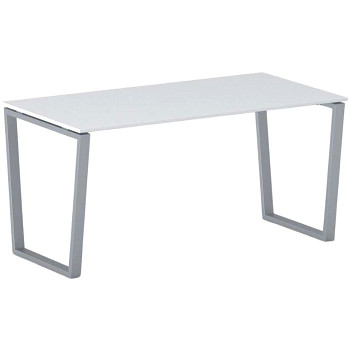 Jednací stůl 1600x 800x 750, bílá, podnož šedá, IMPRESS