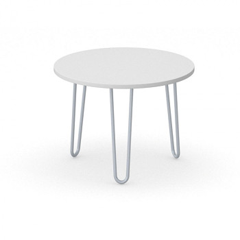 Konferenční stůl kruhový průměr  600x 430, bílá, podnož šedá, SPIDER