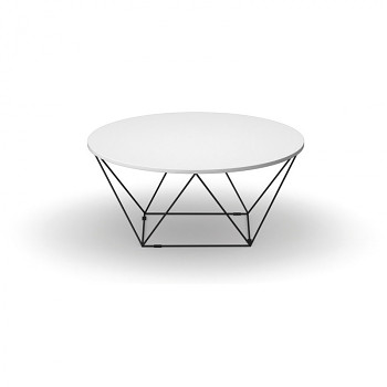 Konferenční stůl kruhový průměr 1050x 400, bílá, podnož černá, WIRE