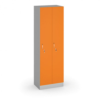 Šatní skříň LTD, sokl, smontovaná, 2x oranžová dv./korp. šedá, zámek cylindrický