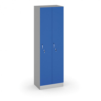 Šatní skříň LTD, sokl, smontovaná, 2x modrá dv./korp. šedá, zámek cylindrický