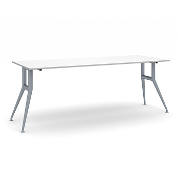 Jednací stůl 2200x 800x 740, bílá, podnož šedá, WIDE