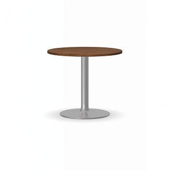 Konferenční stůl kruhový průměr  600x 500, ořech, podnož chrom, ZEUS