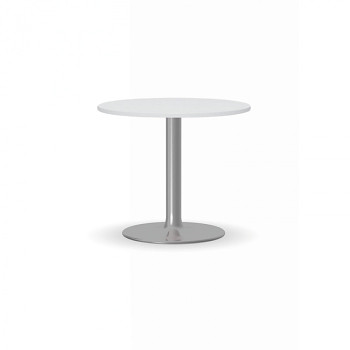 Konferenční stůl kruhový průměr  600x 500, bílá, podnož chrom, ZEUS